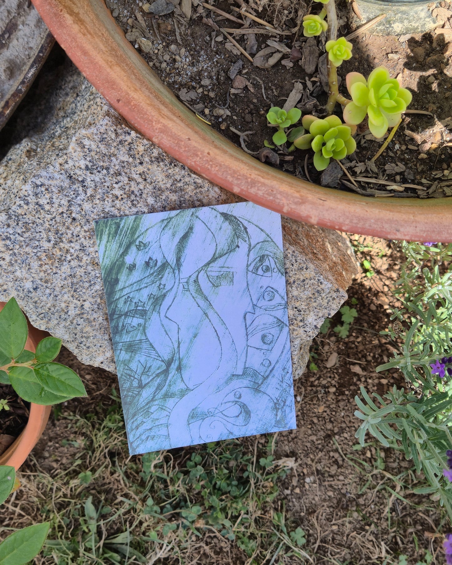 Handcrafted Copper Etching,Art Postcard