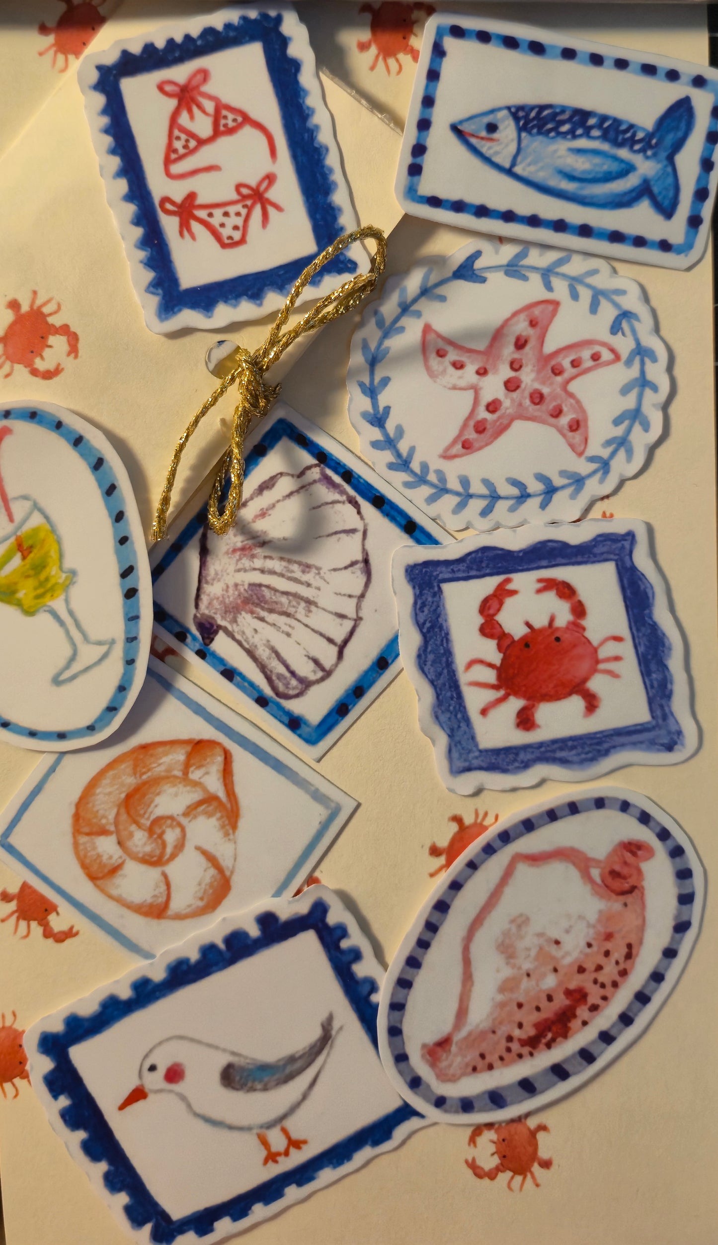 Pack of 9 Sea & Holiday Stickers Seaside Summer Decals