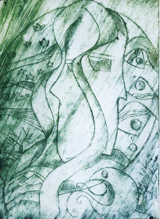 Handcrafted Copper Etching,Art Postcard